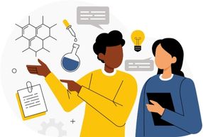 Illustration of student doing lab work